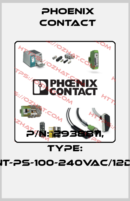 P/N: 2938811, Type: QUINT-PS-100-240VAC/12DC/10 Phoenix Contact