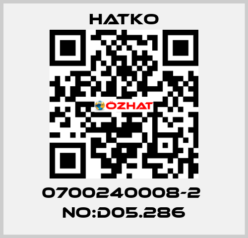 0700240008-2  No:D05.286 Hatko