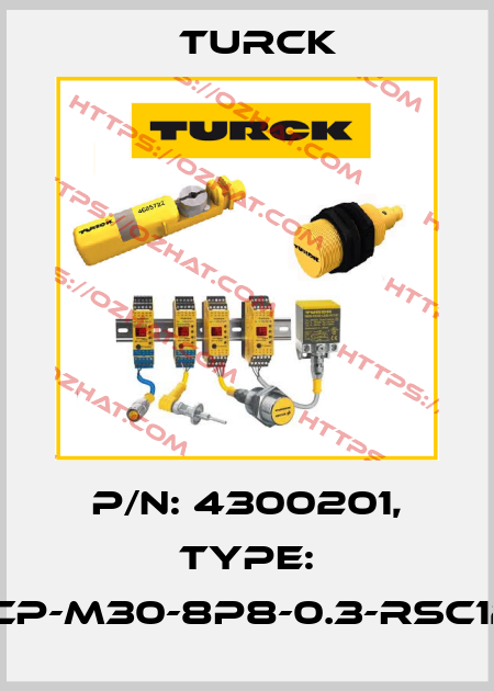 p/n: 4300201, Type: NICP-M30-8P8-0.3-RSC12T Turck