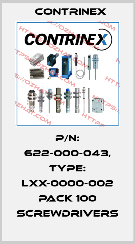 p/n: 622-000-043, Type: LXX-0000-002 PACK 100 Screwdrivers Contrinex