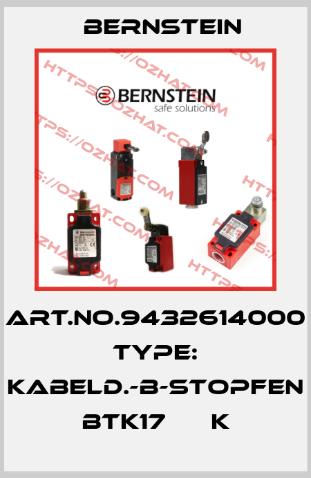 Art.No.9432614000 Type: KABELD.-B-STOPFEN BTK17      K Bernstein