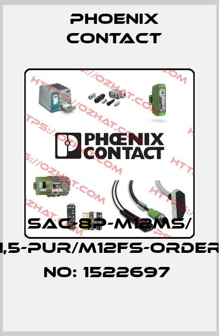SAC-8P-M12MS/ 1,5-PUR/M12FS-ORDER NO: 1522697  Phoenix Contact