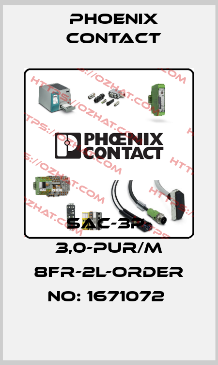 SAC-3P- 3,0-PUR/M 8FR-2L-ORDER NO: 1671072  Phoenix Contact