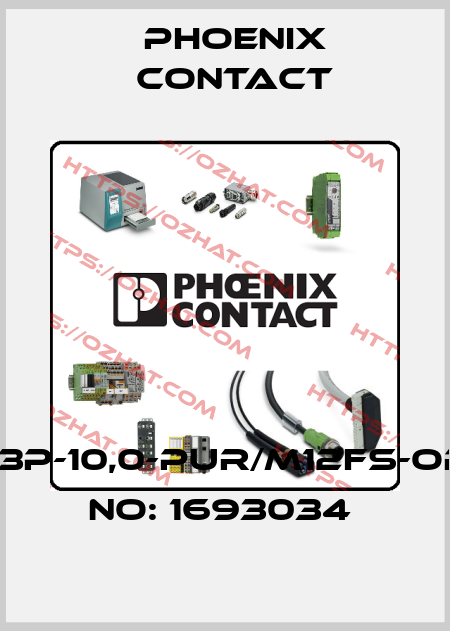 SAC-3P-10,0-PUR/M12FS-ORDER NO: 1693034  Phoenix Contact