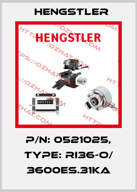 p/n: 0521025, Type: RI36-O/ 3600ES.31KA Hengstler