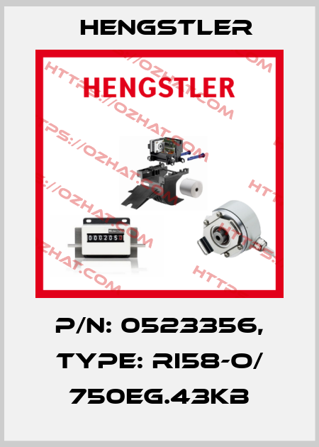 p/n: 0523356, Type: RI58-O/ 750EG.43KB Hengstler