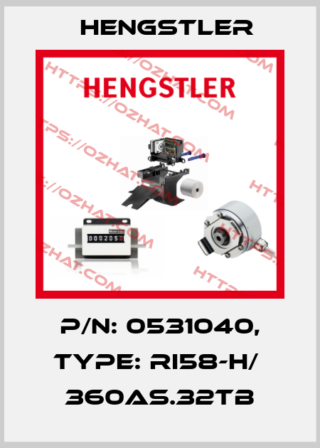 p/n: 0531040, Type: RI58-H/  360AS.32TB Hengstler