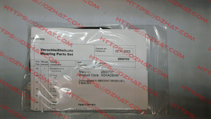 SET OF SEALS FOR BM6EPN25 Beko