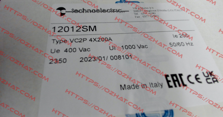 Art.No.12012SM, Type: VC2P Technoelectric