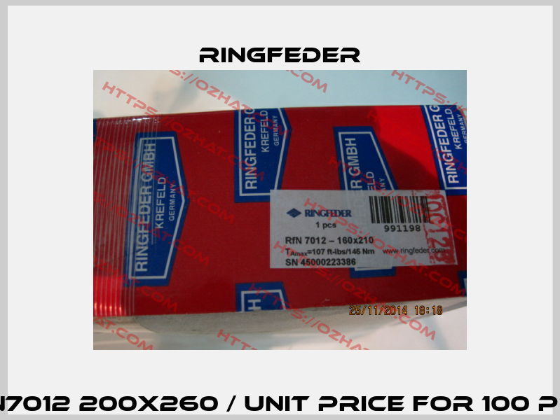 RFN7012 200X260 / UNIT PRICE FOR 100 PCS.  Ringfeder