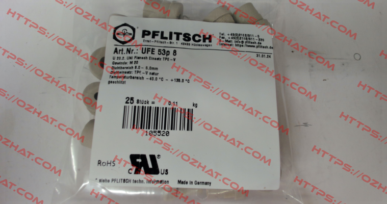UFE 53p 8 (pack x25) PFLITSCH