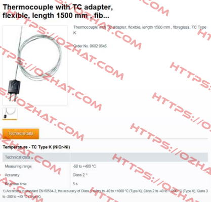 Thermocouple with TC adapter (0602 0645)  Testo