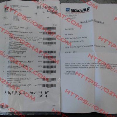 MTR 3.1 certificate Sigma Valves