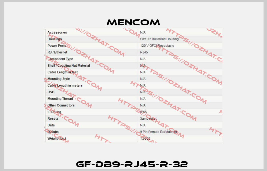 GF-DB9-RJ45-R-32  MENCOM