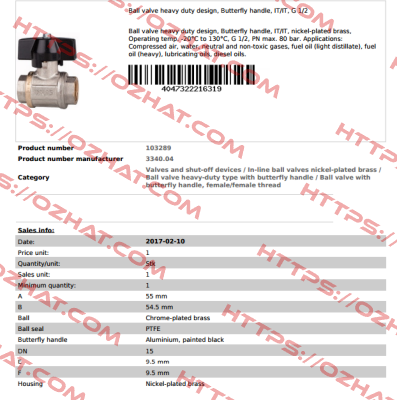 P/N: 103289 Type: 3340.04  Riegler