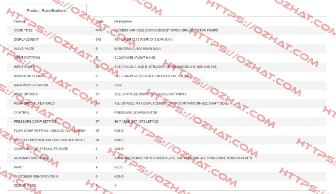 PVM045ER05CS01AAA07000001A0A Vickers (Eaton)