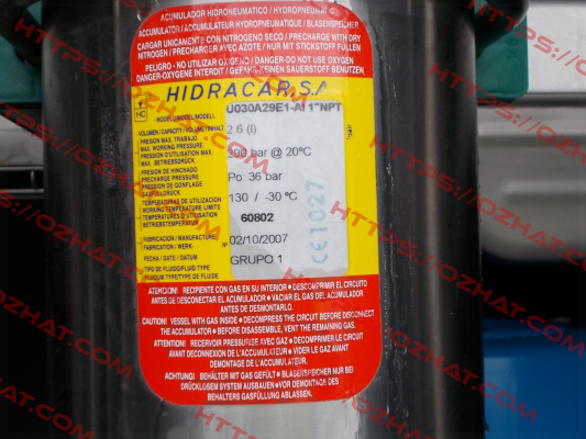 U030A29E1-AI 1"NPT  Hidracar