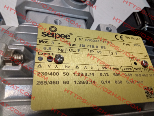 JM 71B 8 0,12KW 230/400-50HZ IC416 V.230 NORME SEIPEE