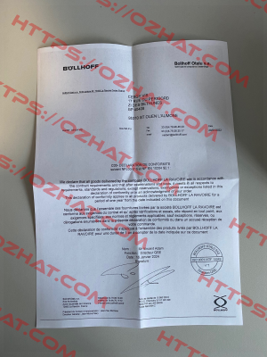 CERTIFICATE OF CONFORMITY NFL 00-015C BOLLHOFFOTALU Böllhoff