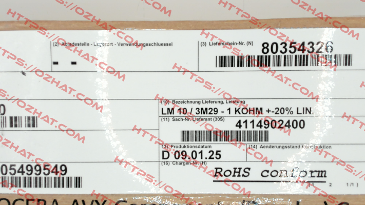 LM10/3M29 \ 1K0M Colvern