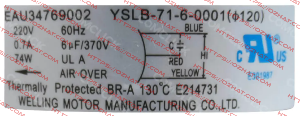 EAU34769002 /YSLB-71-6-001 Guangdong Welling Motor