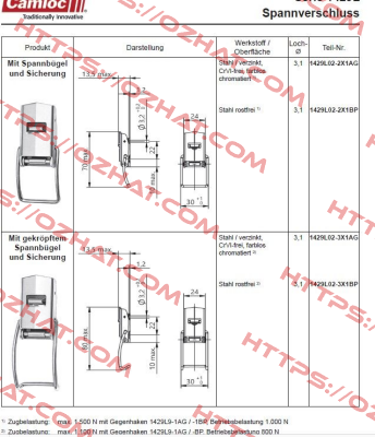 1429L02-3X1AG Camloc