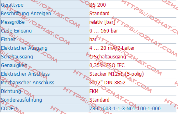 DS200 780-1603-1-1-3-N01-100-1-000 Bd Sensors