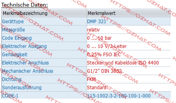 DMP 321 - 115-1002-3-2-100-100-1-000 Bd Sensors
