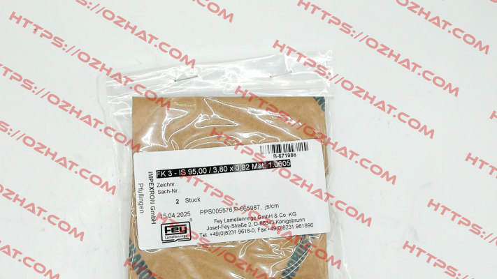 FK 3 - IS 95,00 / 3,80 x 0,82 Mat. 1.0605 (PPS005576) Fey
