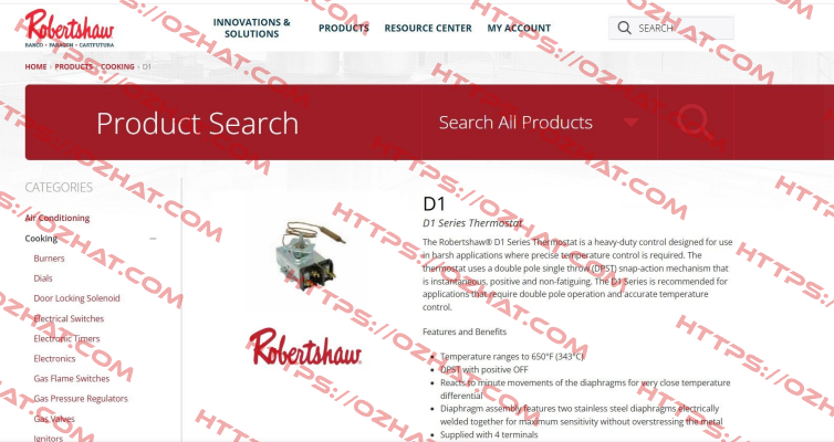 D1 series Robertshaw