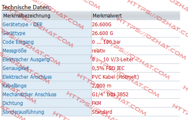 26.600G-1003-R-3-5-TM0-300-1-000 (OEM) Bd Sensors