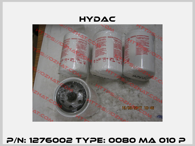 P/N: 1276002 Type: 0080 MA 010 P  Hydac