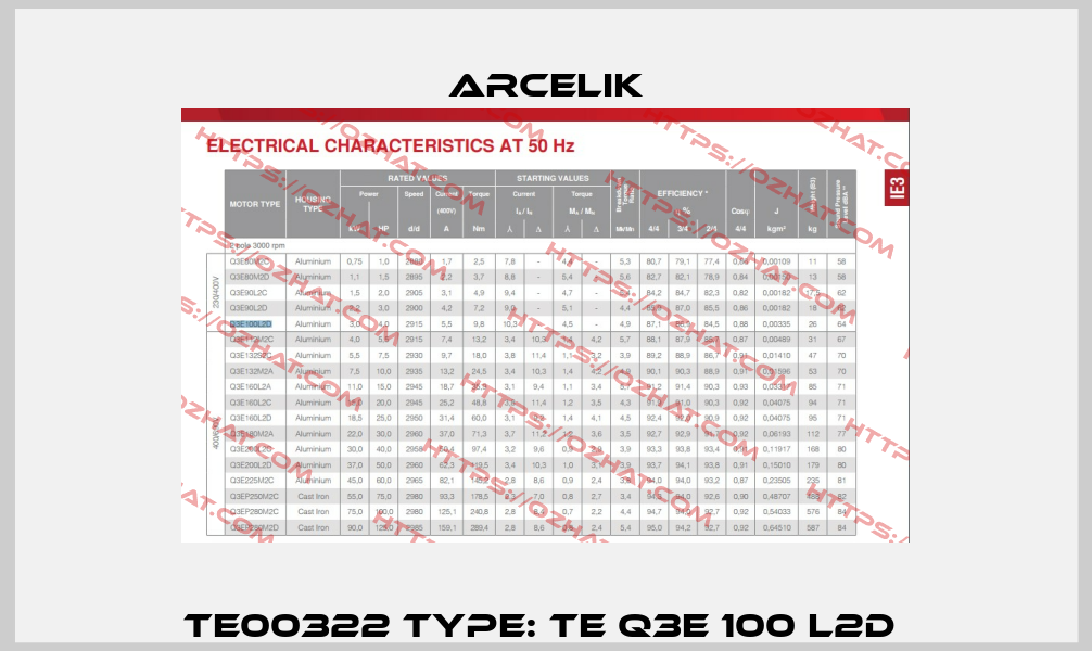 TE00322 Type: TE Q3E 100 L2D  Arcelik