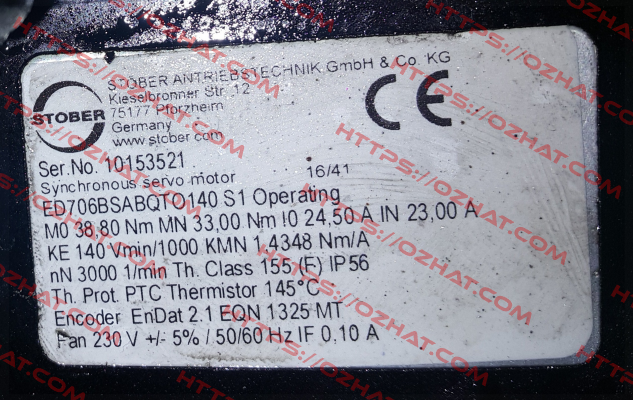 MV0000036173 , type ED706BSABQTO140 Stober