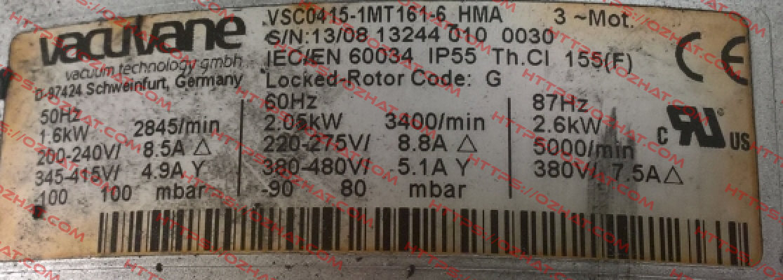 VSC0415-1MT161-6 HMA - obsolete/ replaced by 70-603190501  Airtech