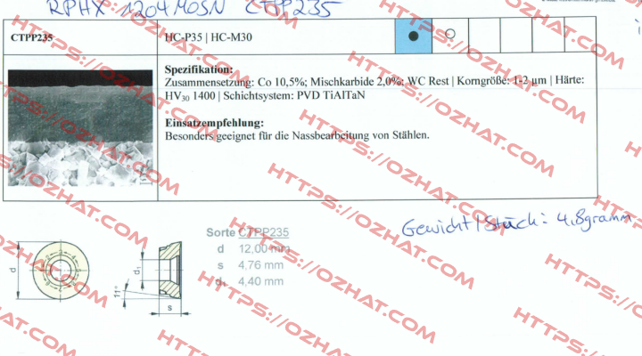RPHX 1204MOSN CTPP235  Ceratizit