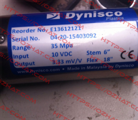 Model: E13612121    (ECHO-MV3-MPA-R21-UNF-HIR-S06-F18-NTR)  Dynisco