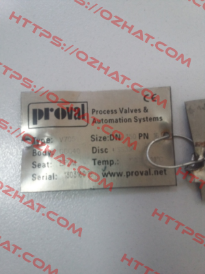 Type: V705  Serial:1303160 B DN350  Proval