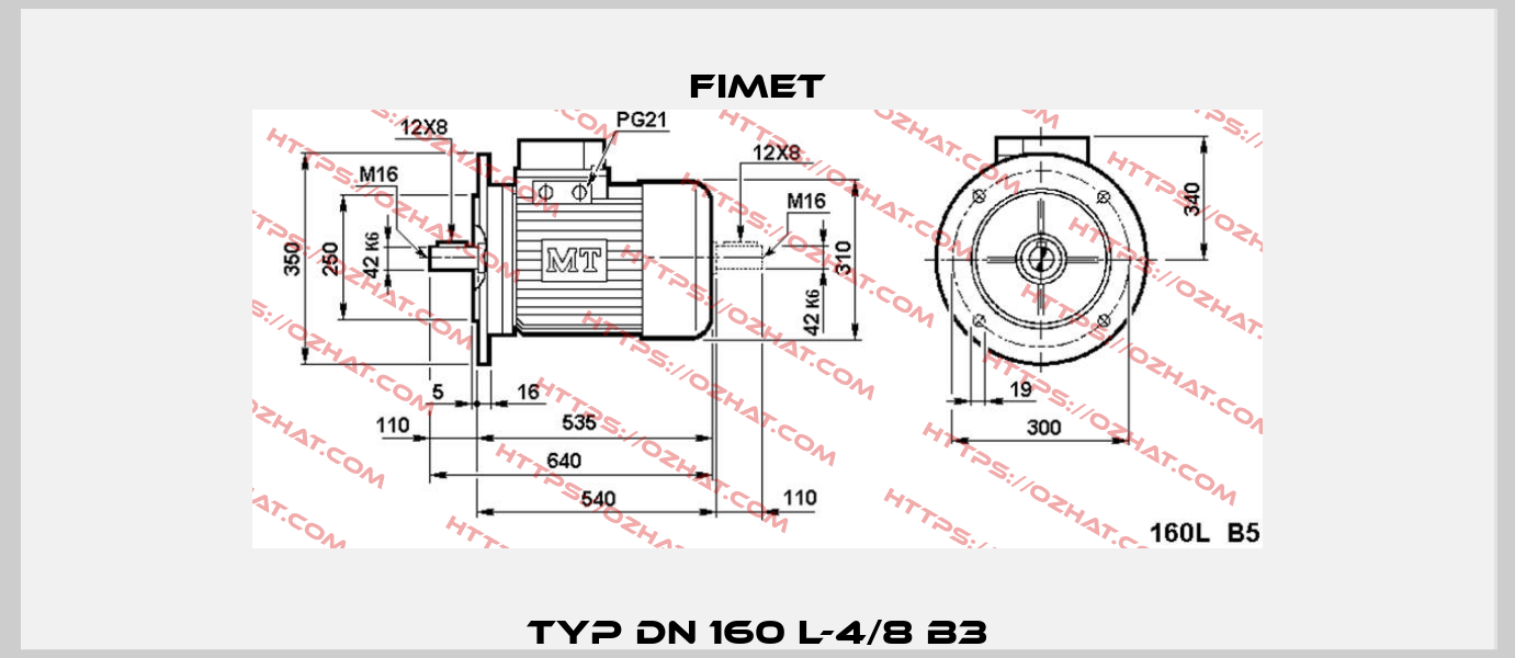 Typ DN 160 L-4/8 B3 Fimet