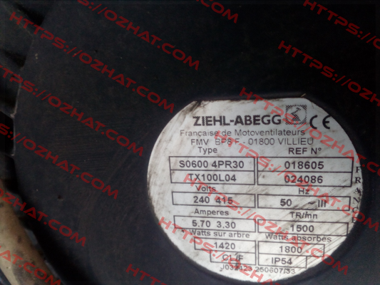 XGZA9999W Type S06004PR30 TX100L04 FMV-Lamel (now Ziehl Abegg)