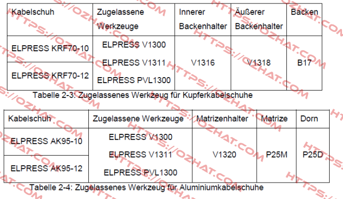 P/N: 5211-013000 Type: V1320  Elpress