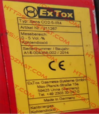 SENS CO2-5-IR4 obsolete, replacement Sens CO2-5-IR2  ExTox Gasmess-Systeme