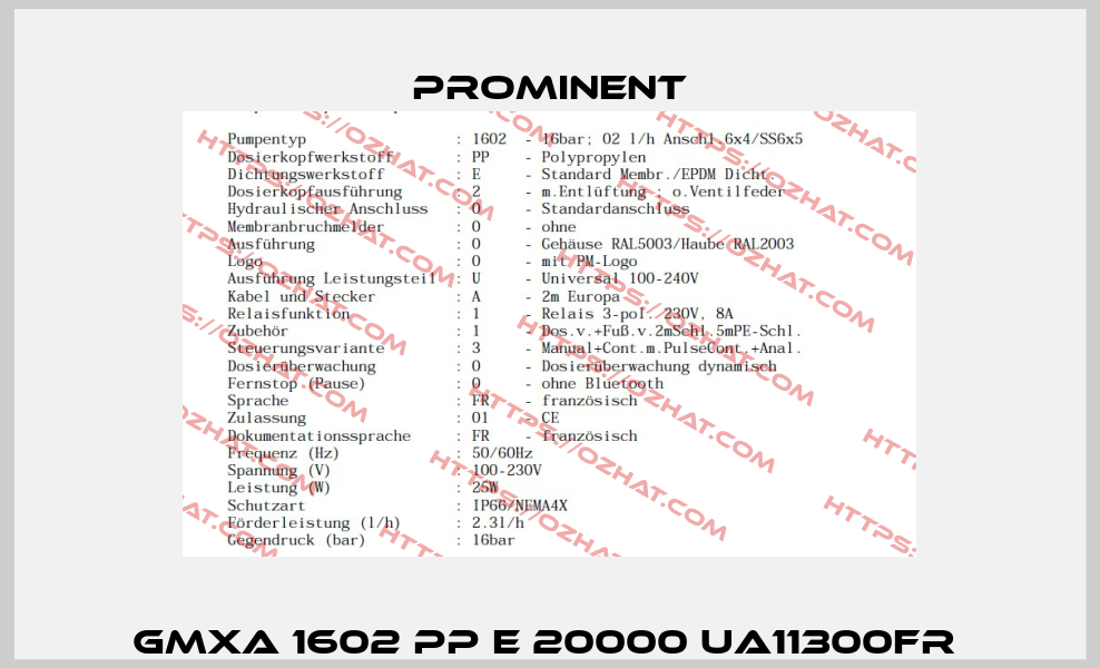 GMXA 1602 PP E 20000 UA11300FR  ProMinent