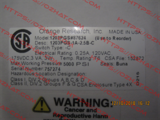 TYPE:C  , DESC : 1203PGS-1A-2.5B-C Orange Research
