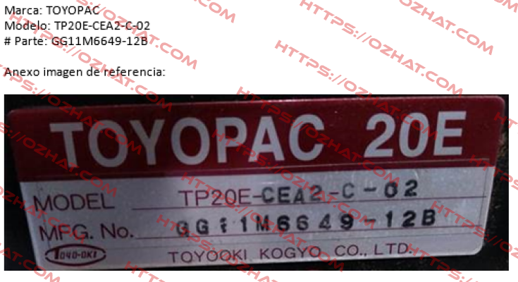 TP20E-CEA2-C-02 replaced by TP20E-CEA2-C-03 JTEKT FLUID POWER SYSTEMS CORPORATION (ex. Toyooki)