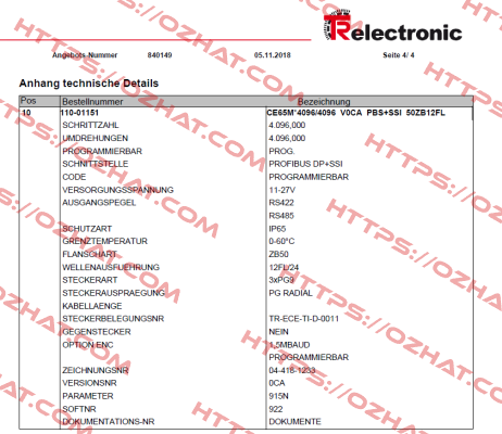 110-01151 TR Electronic