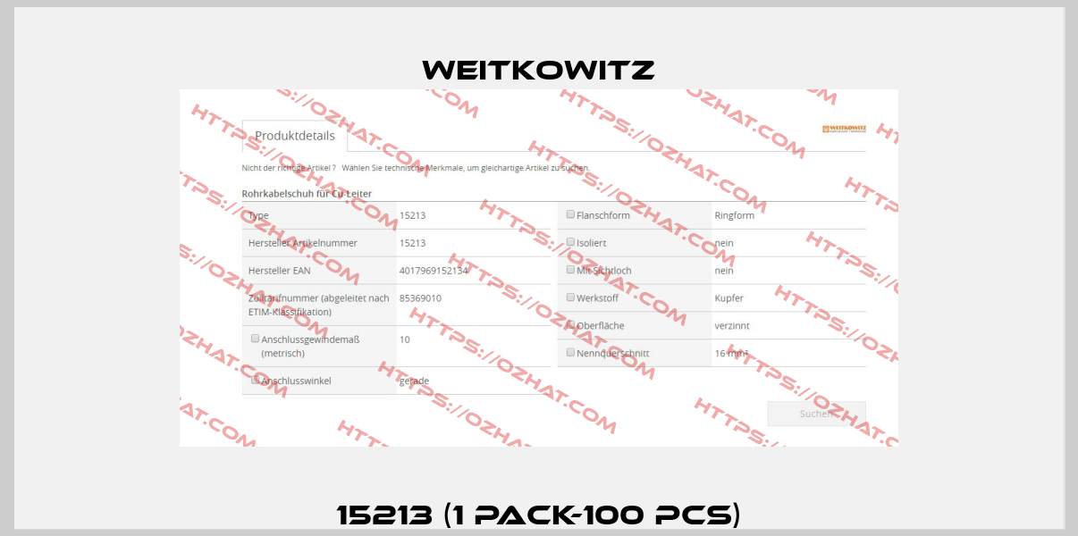 15213 (1 pack-100 pcs) WEITKOWITZ