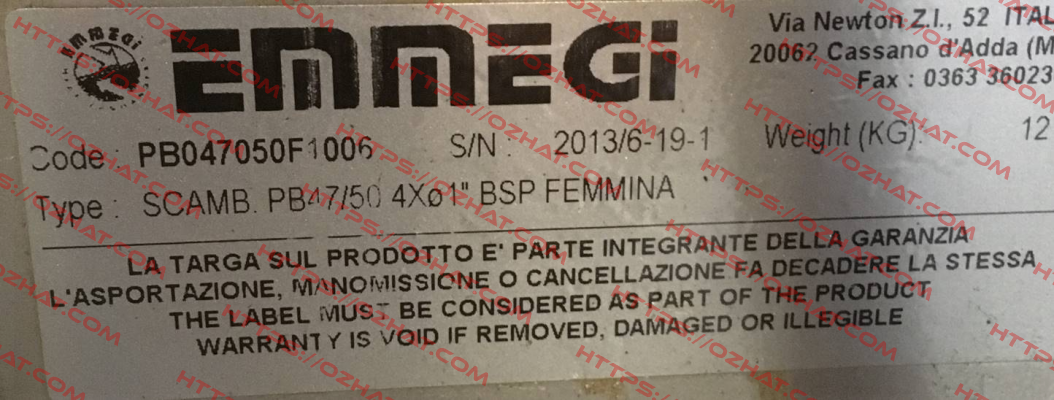 PB047050F1006 Emmegi
