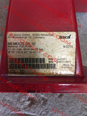P/N: 10402007 S/N: 104B0003801 Jesco