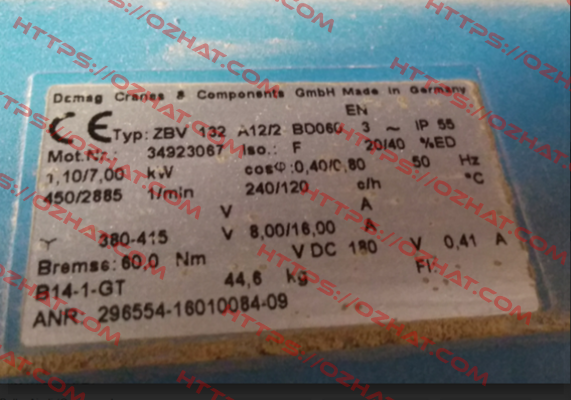 ZBV 132 A12/2  B0060 Mot Nr - 34923067 Demag